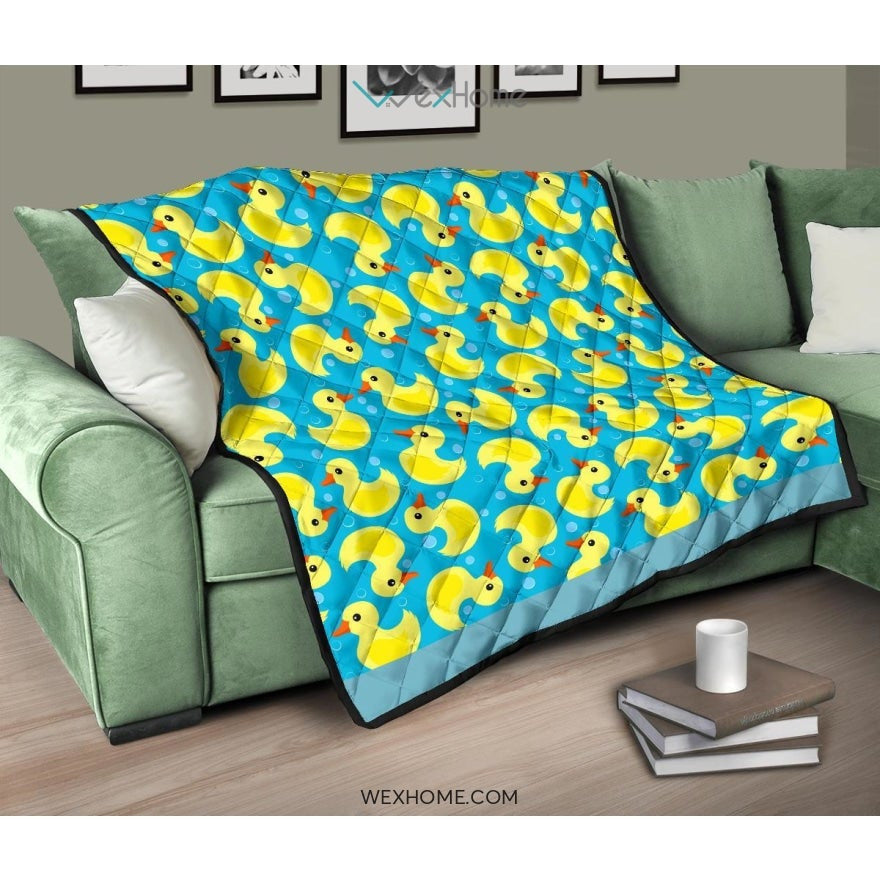 Duck Toy Pattern Print Design 04 Premium Quilt