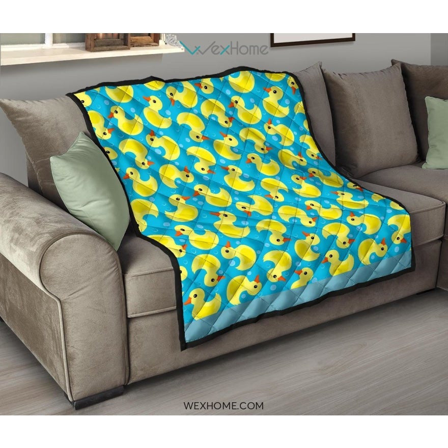 Duck Toy Pattern Print Design 04 Premium Quilt
