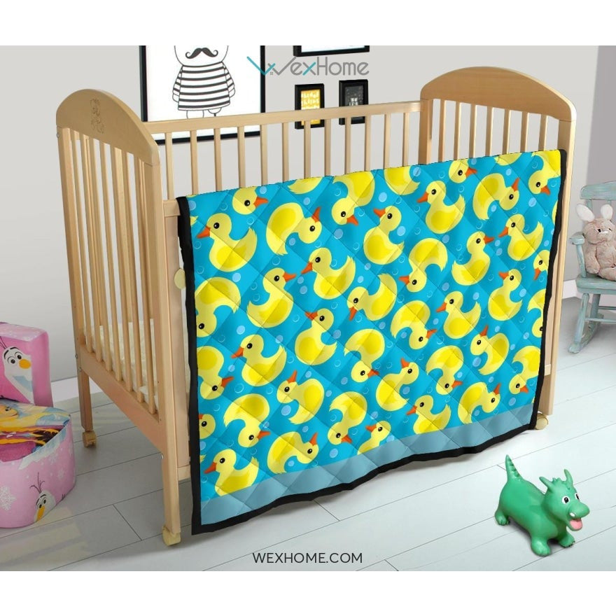 Duck Toy Pattern Print Design 04 Premium Quilt