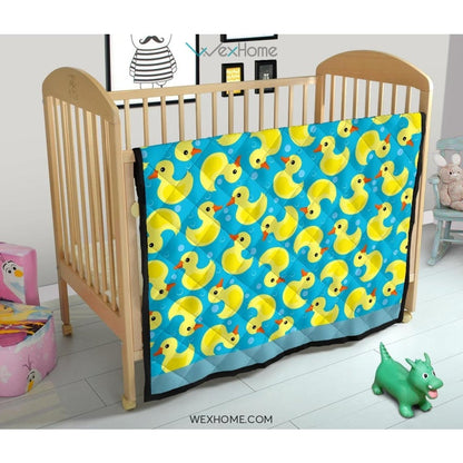 Duck Toy Pattern Print Design 04 Premium Quilt