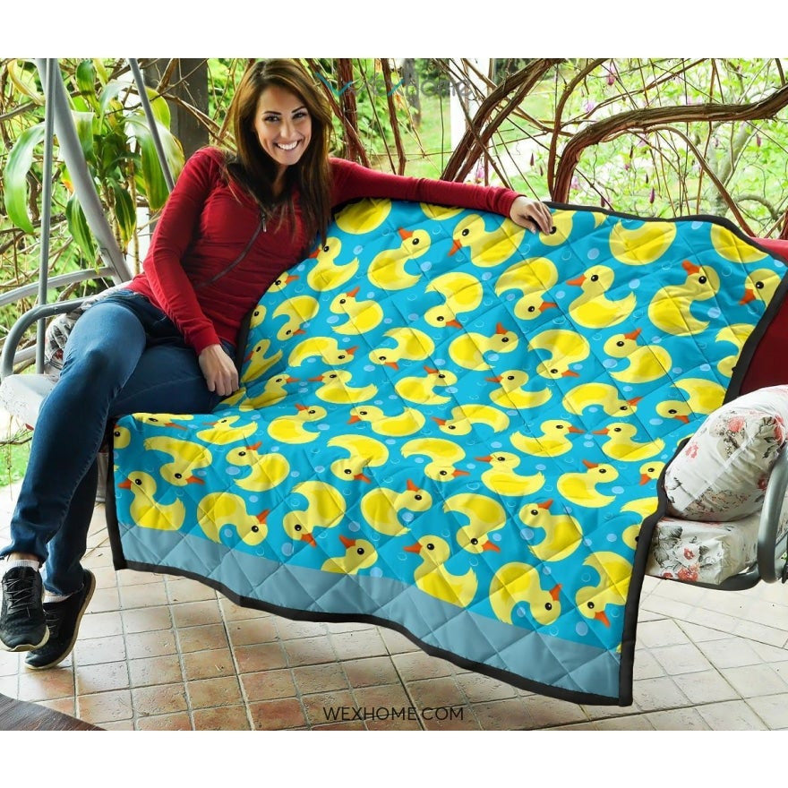 Duck Toy Pattern Print Design 04 Premium Quilt