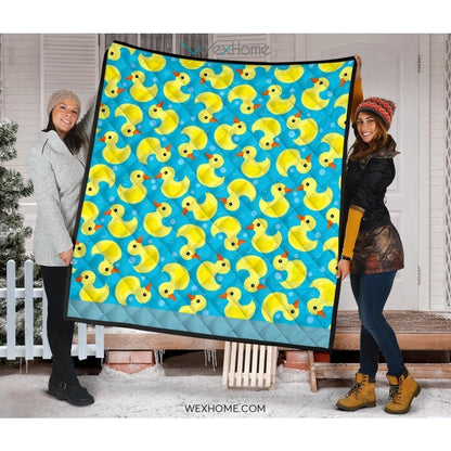 Duck Toy Pattern Print Design 04 Premium Quilt