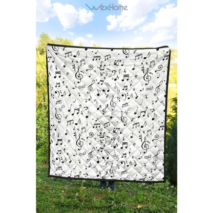 Music Notes Pattern Print Design 04 Premium Quilt