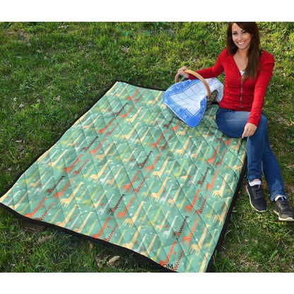 Giraffe Pattern Print Design 01 Premium Quilt
