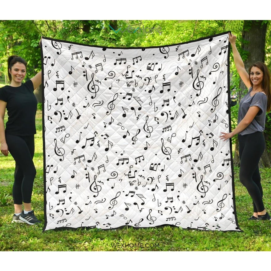 Music Notes Pattern Print Design 04 Premium Quilt