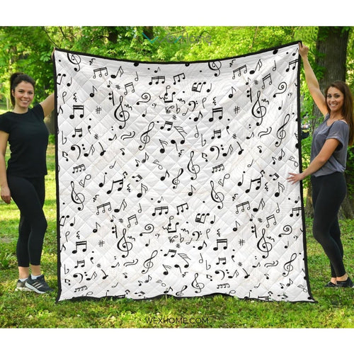 Music Notes Pattern Print Design 04 Premium Quilt