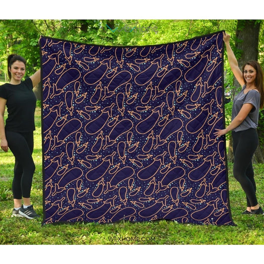 Eggplant Pattern Print Design 04 Premium Quilt
