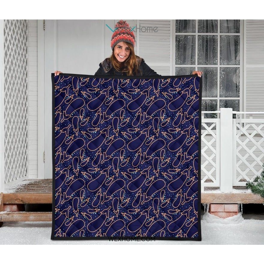 Eggplant Pattern Print Design 04 Premium Quilt