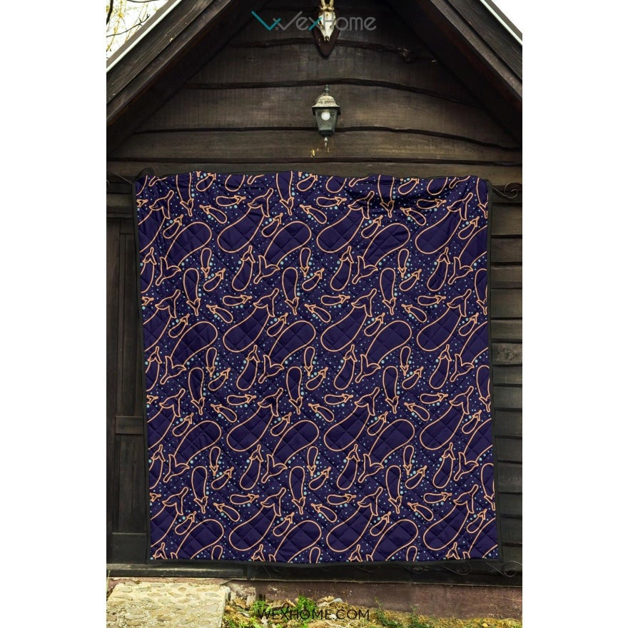 Eggplant Pattern Print Design 04 Premium Quilt