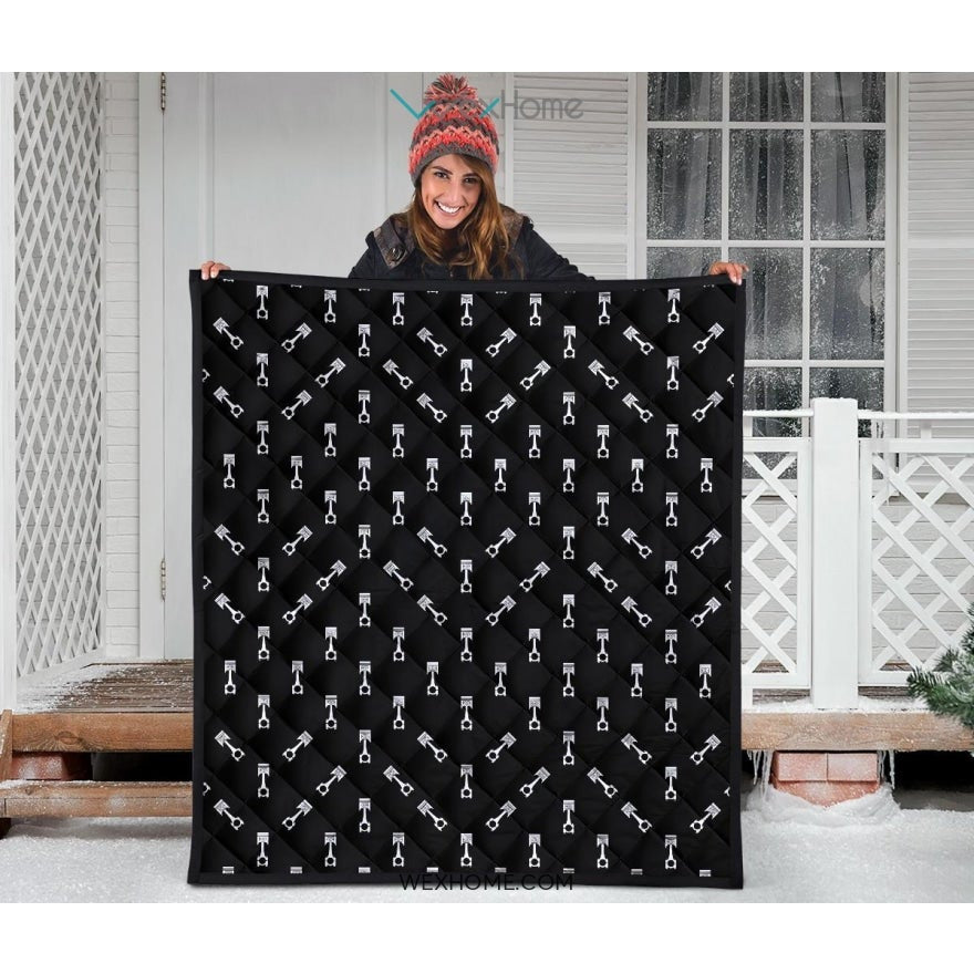 Engine Piston Black Theme Pattern Print Design 03 Premium Quilt