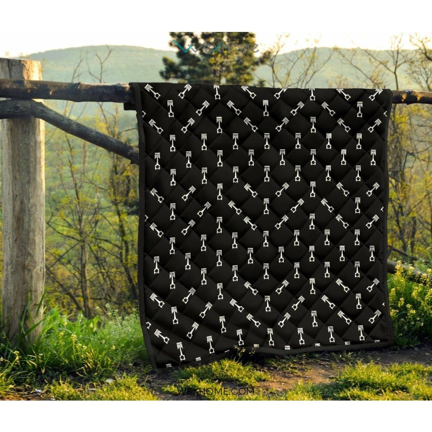 Engine Piston Black Theme Pattern Print Design 03 Premium Quilt