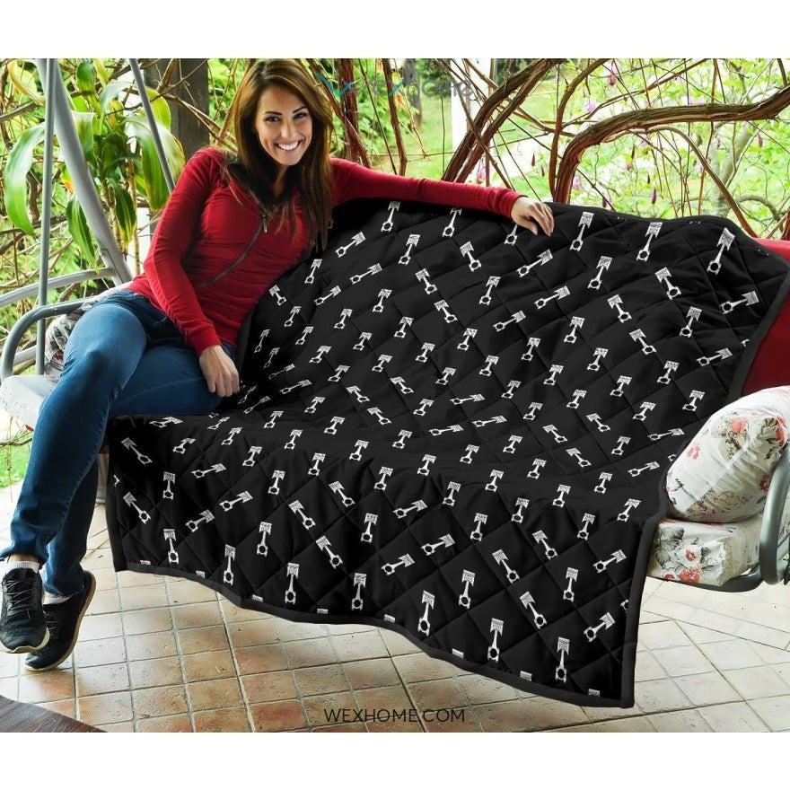 Engine Piston Black Theme Pattern Print Design 03 Premium Quilt