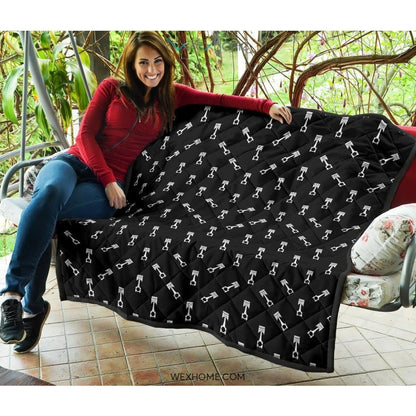 Engine Piston Black Theme Pattern Print Design 03 Premium Quilt