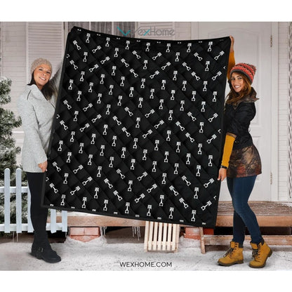 Engine Piston Black Theme Pattern Print Design 03 Premium Quilt