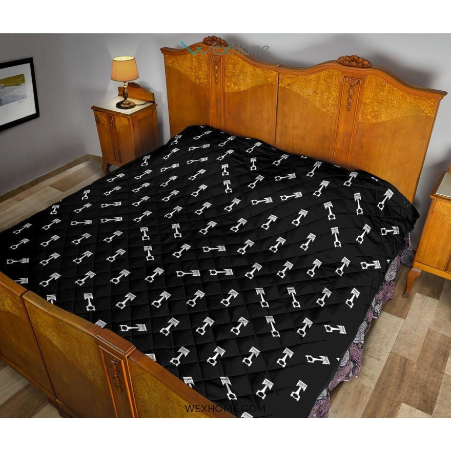 Engine Piston Black Theme Pattern Print Design 03 Premium Quilt