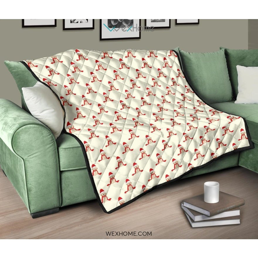 Golden Retriever Pattern Print Design 01 Premium Quilt