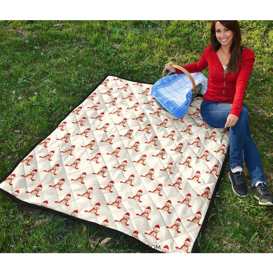 Golden Retriever Pattern Print Design 01 Premium Quilt