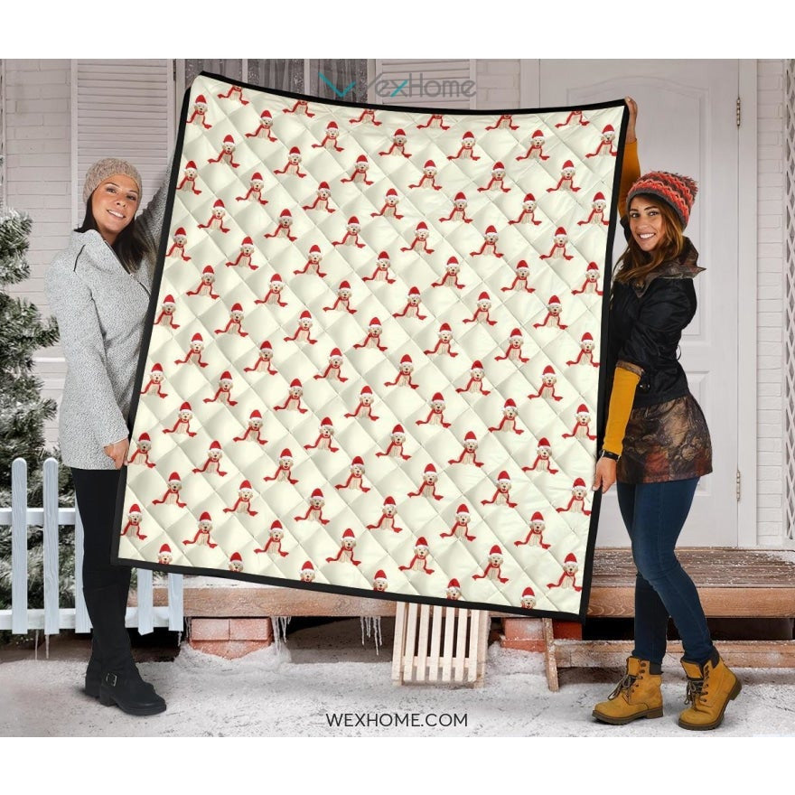 Golden Retriever Pattern Print Design 01 Premium Quilt