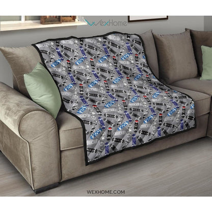 Skate Board Pattern Print Design 03 Premium Quilt