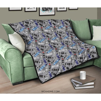 Skate Board Pattern Print Design 03 Premium Quilt