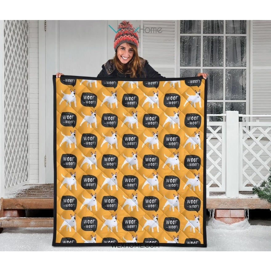 Bull Terrier Pattern Print Design 03 Premium Quilt
