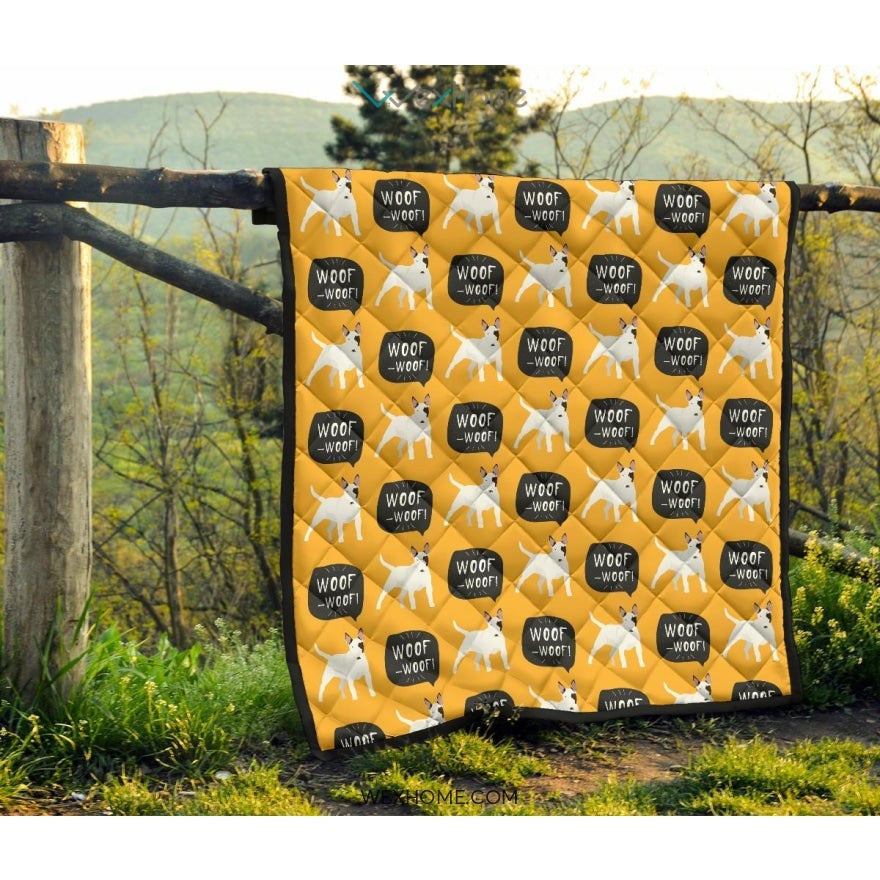 Bull Terrier Pattern Print Design 03 Premium Quilt