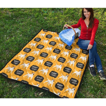 Bull Terrier Pattern Print Design 03 Premium Quilt