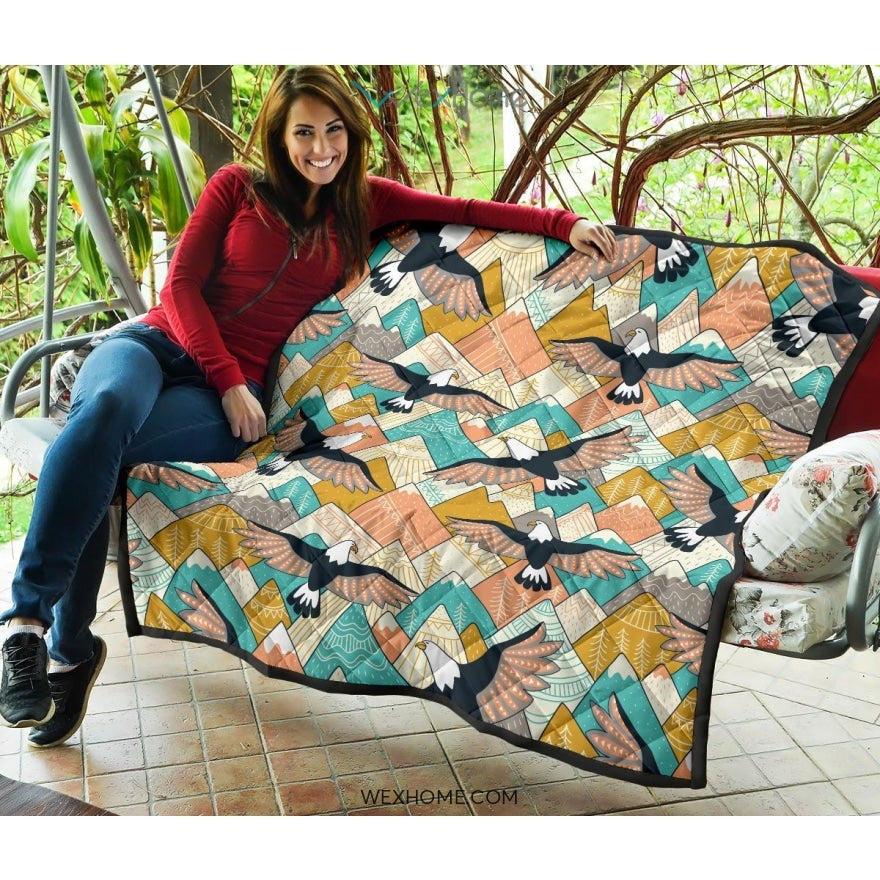 Eagle Pattern Print Design 02 Premium Quilt