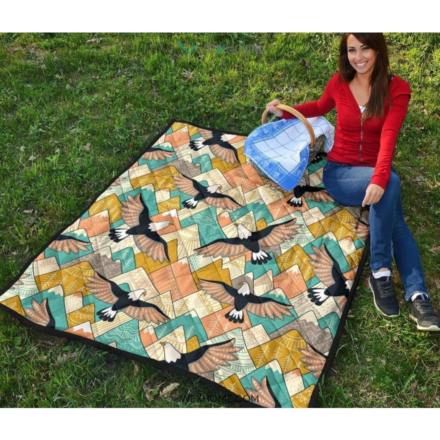 Eagle Pattern Print Design 02 Premium Quilt