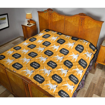 Bull Terrier Pattern Print Design 03 Premium Quilt