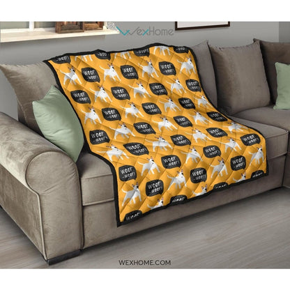 Bull Terrier Pattern Print Design 03 Premium Quilt