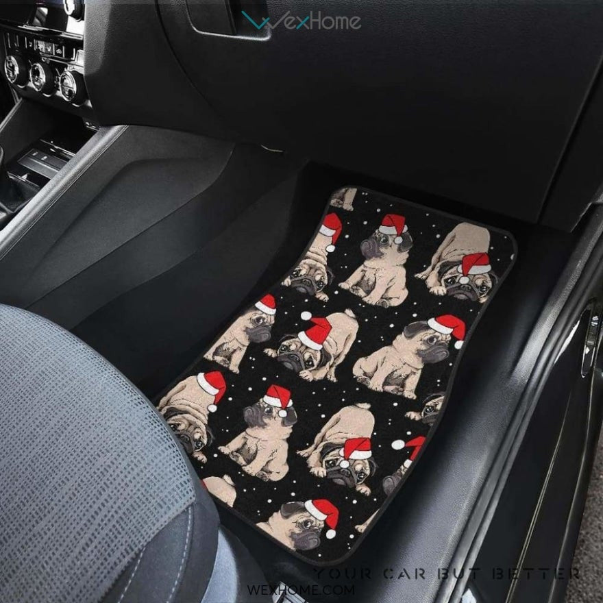 Christmas Pugs Santa_S Red Cap Pattern Front And Back Car Mats  Best Car Gift 2021