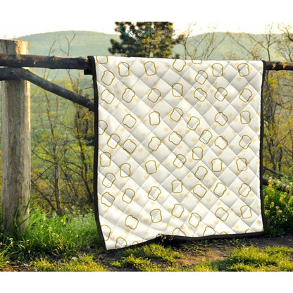 Bread Toast Pattern Print Design 01 Premium Quilt