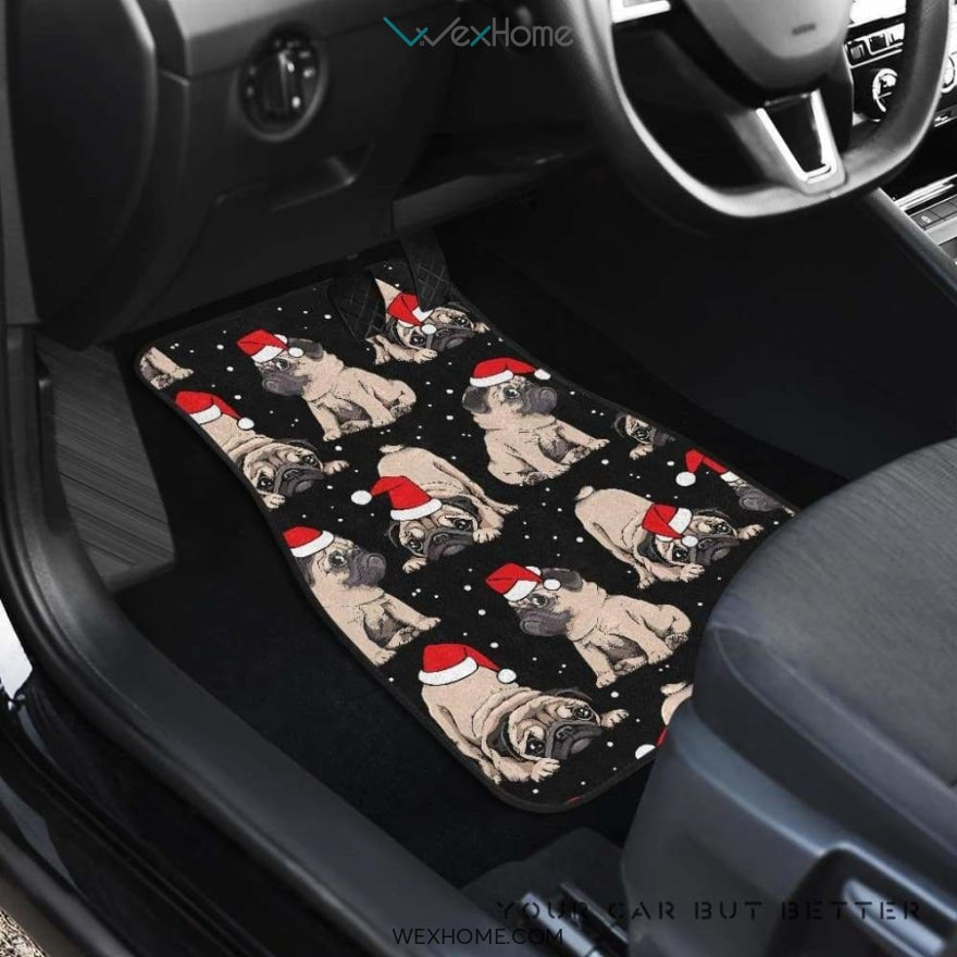 Christmas Pugs Santa_S Red Cap Pattern Front And Back Car Mats  Best Car Gift 2021