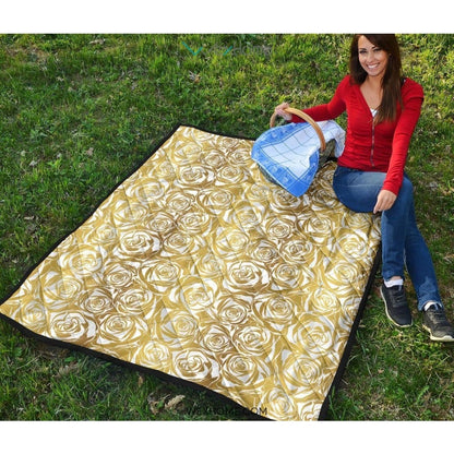 Rose Pattern Print Design 05 Premium Quilt
