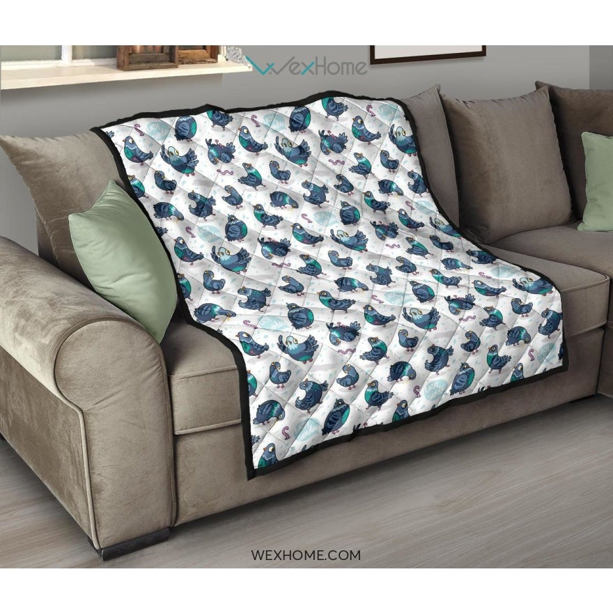 Pigeon Pattern Print Design 02 Premium Quilt
