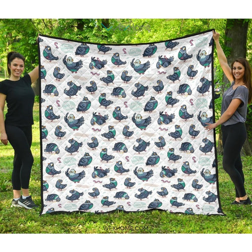 Pigeon Pattern Print Design 02 Premium Quilt