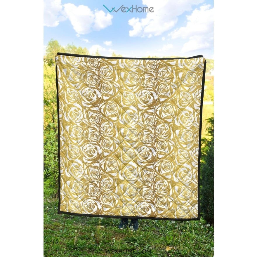 Rose Pattern Print Design 05 Premium Quilt