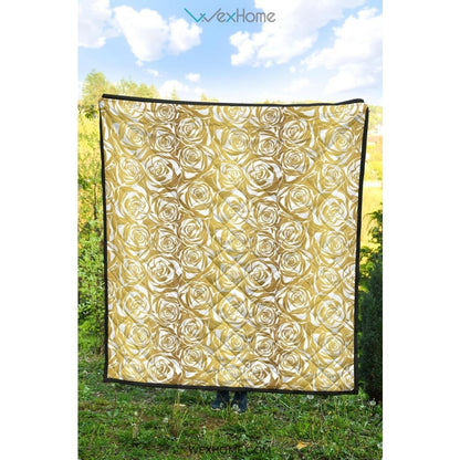 Rose Pattern Print Design 05 Premium Quilt