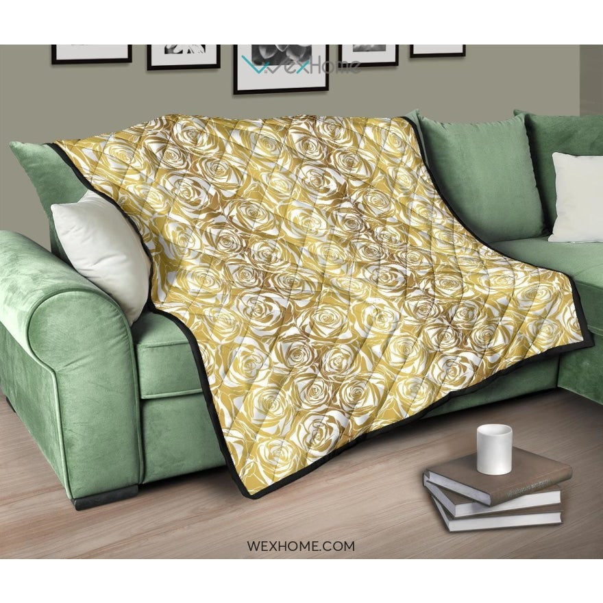 Rose Pattern Print Design 05 Premium Quilt