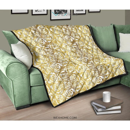 Rose Pattern Print Design 05 Premium Quilt
