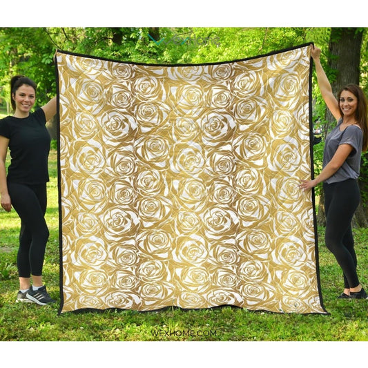 Rose Pattern Print Design 05 Premium Quilt