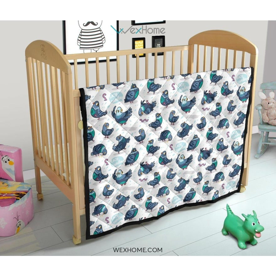 Pigeon Pattern Print Design 02 Premium Quilt