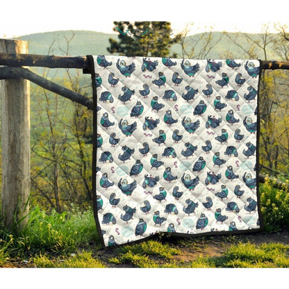 Pigeon Pattern Print Design 02 Premium Quilt