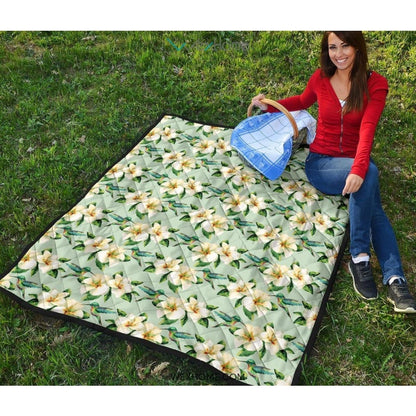Hummingbird Pattern Print Design 01 Premium Quilt