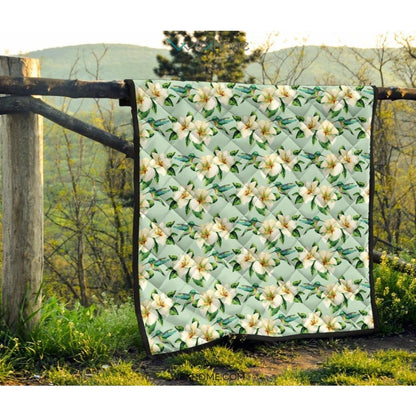Hummingbird Pattern Print Design 01 Premium Quilt