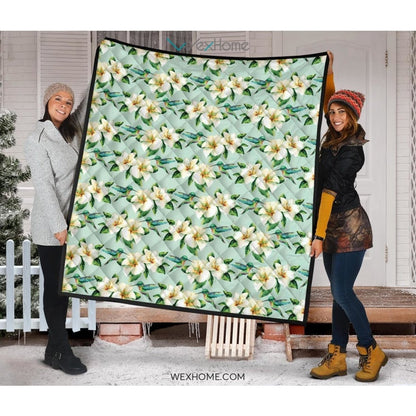 Hummingbird Pattern Print Design 01 Premium Quilt