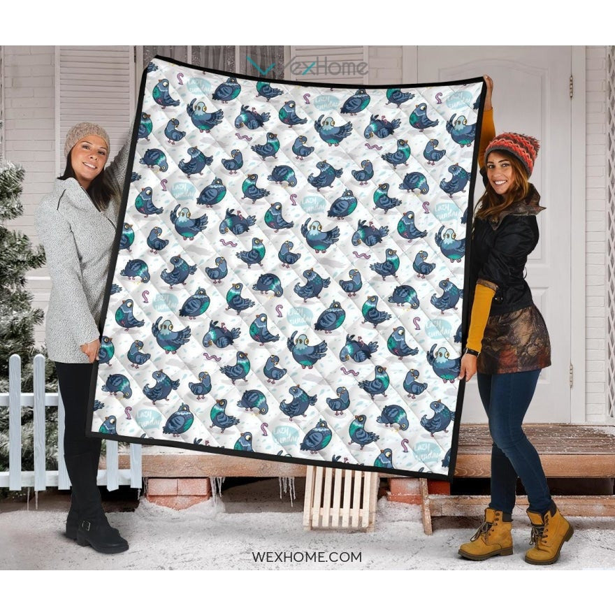 Pigeon Pattern Print Design 02 Premium Quilt