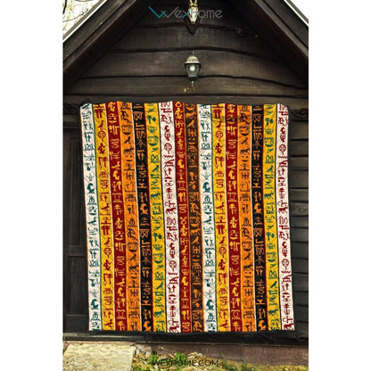 Egypt Hieroglyphics Pattern Print Design 01 Premium Quilt
