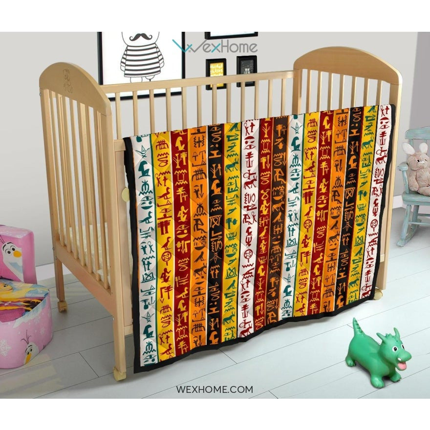 Egypt Hieroglyphics Pattern Print Design 01 Premium Quilt